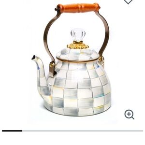 MacKenzie-Childs Checkered Teapot with Wooden Handle